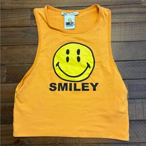 Zara smiley collection  Orange Crop Top size M